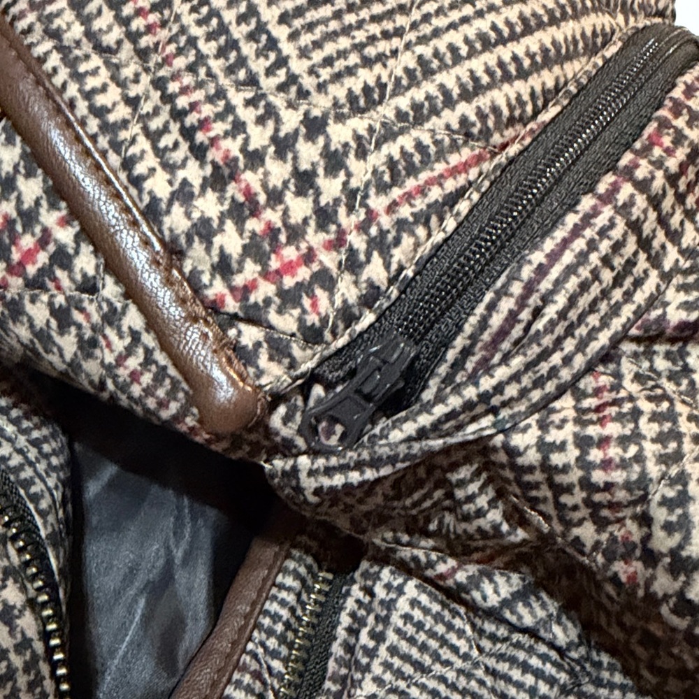 Lauren Ralph Lauren Brown Plaid Hooded Quilted Jacket M - Picture 4 of 14